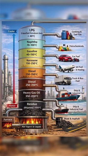 Crude Oil to LPG to Petrol to Diesel | Crude Oil Furnace Diagram