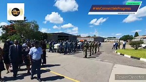 The funeral procession at the just ended funeral parade for Airforce of Zimbabwe senior pilots who died after the aircraft they were flying hit a powerline and crashed. Group Captain Ben Munyanduki will be buried in Gweru today and Wing Commander Daniel Manyenga will be buried in Gutu tomorrow. Airforce of Zimbabwe Commander Elson Moyo was present at the parade. #WeConnectWeProgress #RIPSeniorPilots www.centralradio.co.zw ZBC News Online Ministry of Information, Publicity & Broadcasting Services