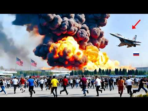 Just 6 minutes ago! A US city center was attacked by hundreds of advanced Su-75 fighter jets.