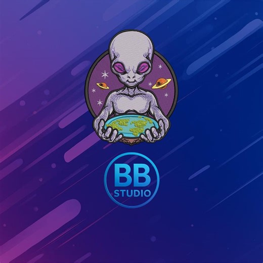 Alien Holding Earth Embroidery Design – Cosmic Space Ufo Machine Embroidery File PES DST JEF – Galaxy Planet Patch Instant Download - Etsy