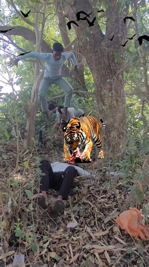 Tree Se Girte Hi Tiger Ka Samna! 🐯🔥 #wildlife #ytshorts