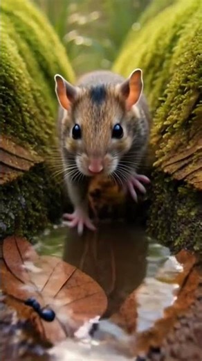 Tiny Field Mouse Pup with a Micro Camera | Exploring the Hidden Forest World 🐭📷 #discovery #shorts