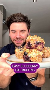Easy Blueberry Oat Muffins 🫐 Super easy using just 6 simple ingredients. This exclusive recipe and over 80 more easy gluten and dairy free recipes in my book "Healthy Living James" Get a copy now: https://amzn.eu/d/crwbfMy | Healthy Living James
