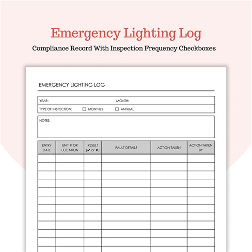 Emergency Lighting Log - Monthly and Annual Checkboxes - Unit Number - Google Docs and PDF - Etsy