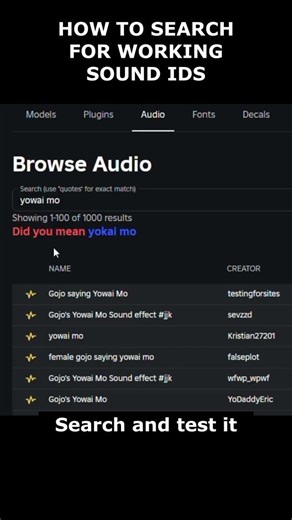 *WORKING* How to search for sound IDs #roblox #jjs #jujutsushenanigans #skillbuilding