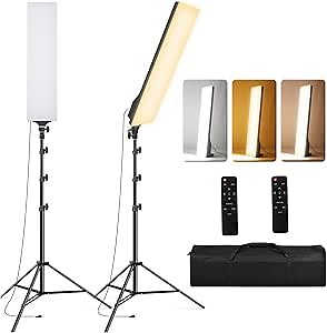LED Video Light 23.6", 2 Pack Photography Lighting Kit 2500-7500K Dimmable Photo Studio Light 36W Streaming Light with Remote Control & Stand for YouTube TikTok Video Recording Gaming