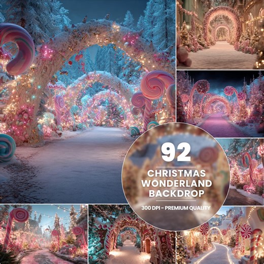 Christmas Wonderland Backdrops: Candy Cane Winter Holiday Digital Photo Bundle (instant Download) - Etsy
