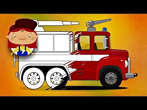 Dessin animé avec le docteur McWheelie. Coloriage du Camion de pompier