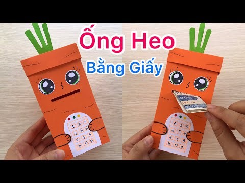 Cách làm ống heo tiết kiệm tiền bằng giấy |làm hộp đựng tiền cà rốt cute