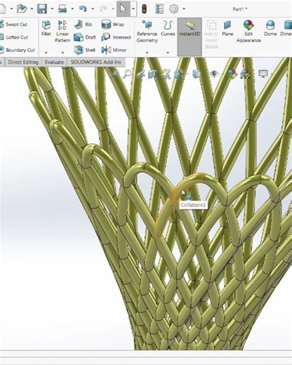 3D Flower Basket Modeling with SolidWork Project Curve Feature