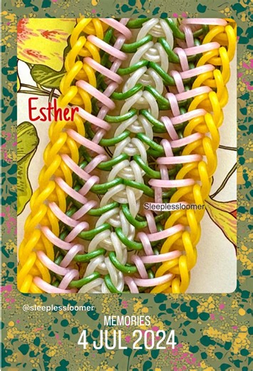 THROWBACK! ESTHER BRACELET Hook-only Design: @_tsumvloqs_via Instagram YouTube Tutorial: Emerald Looms Tap “Tutorial” link in my Instagram Story within 24 hours All the bands used are from @Rainbow Loom #rainbowloom #loombands #friendshipbracelets #sleeplessloomer