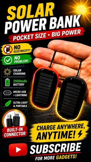 Amazon Trending MINI Solar Power Bank ☀️🔋Travelers Must Have Gadget 🔥#shorts ‪@TheGiftifyWorld‬