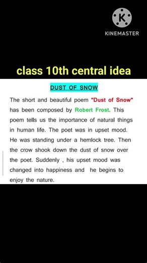 up board class 10th central idea 💯||❣️Dust Of Snow ❣️