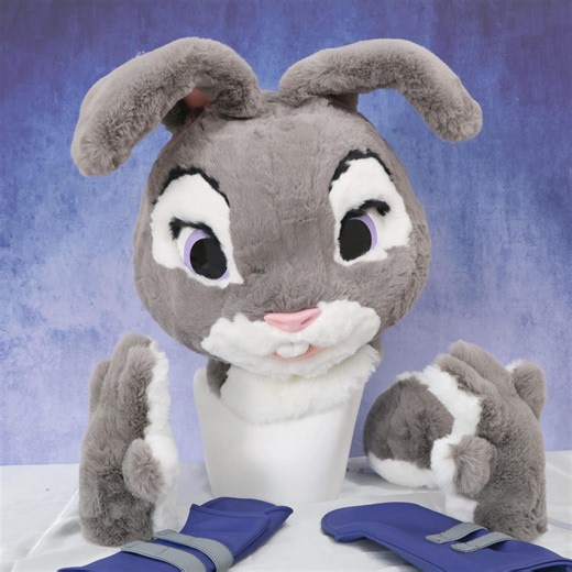 Officer Judy Bunny Fursuit Head Set Handmade Grey White Rabbit Costume Paws Sleeves Tail Zootopia Inspired Furry Cosplay Adult Kids KIG Cute - Etsy