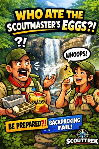 What’s a backpacking trip in the 𝐆𝐫𝐞𝐚𝐭 𝐒𝐦𝐨𝐤𝐲 𝐌𝐨𝐮𝐧𝐭𝐚𝐢𝐧𝐬 𝐍𝐚𝐭𝐢𝐨𝐧𝐚𝐥 𝐏𝐚𝐫𝐤 without breathtaking views, muddy boots, and…𝐦𝐢𝐬𝐬𝐢𝐧𝐠 𝐛𝐨𝐢𝐥𝐞𝐝 𝐞𝐠𝐠𝐬? 🥚😆 On this 𝐒𝐜𝐨𝐮𝐭𝐢𝐧𝐠 𝐀𝐦𝐞𝐫𝐢𝐜𝐚 co-ed Troop adventure, our Scouts stop at a scenic waterfall for a well-earned trail snack—only for the Scoutmaster to discover his carefully packed boiled eggs have mysteriously vanished. The culprit? A 𝐡𝐮𝐧𝐠𝐫𝐲 𝐋𝐚𝐝𝐲 𝐒𝐜𝐨𝐮𝐭 who packed her food perfectly… then