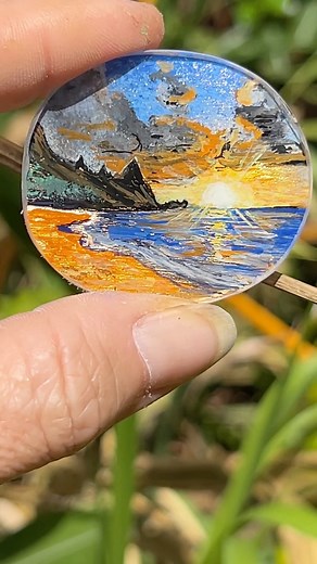 5.1K views · 132 reactions | Making my own cabochons is quite a challenge but I am getting there I think now to turn it into jewelry. #tobecontinued #staytuned #jewelrymaking #mountainview #kauai #keebeach #sunsetvibe #creativejewelry #handpaintedjewelry #epoxyart #uvresin #artinprogress #smalljewelrybusiness #keepgoing #miniaturepainting #gilding #madeinhawaii #handmade #originaljewelry | Wire & Beyond | Facebook