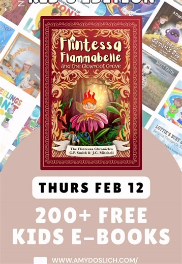 MARK YOUR CALENDARS 🫵 200 FREE KIDS E-BOOKS! On February 12th, we’re part of something HUGE! Over 200 children’s e-books will be FREE for one day only for this stuff your kindle kid's edition and Flintessa Flammabelle and the Glowroot Grove is included! ✨🔥 Whether you’re stocking up for bedtime stories, school holidays, or just love discovering magical new books for your kids, this is the ultimate download day. No Kindle? No worries! Just use the free Kindle app on your phone or tablet and you