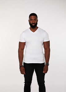 White V Neck Tapered Fit T-Shirt