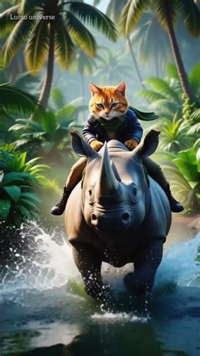 Cat Riding a Rhino 🐱🦏