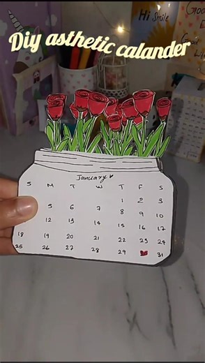 Diy easy asthetic calander 🌹♥️ #diy #easy #papercraft #asthetic #pinterest #ideas #calendar