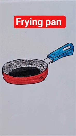 How to draw a frying pan? (cookware drawing lessons for beginners)