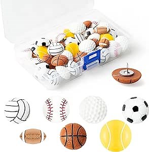 H1vojoxo 40PCS Creative Sport Ball Push Pins for Cork Board, Mini Decorative Resin Ball Push Pins, Football Thumb Packs for Bulletin Board, Rugby Thumb Tacks, Decorative Cute Push Pin for Wall Map