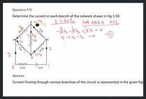 Determine the current in each branch of the network shown in fi... | Filo