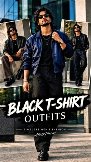 How to style Black T-shirt 6combos #mensfashion #mensstyle #outfit #shorts #subscribe #blacktshirt