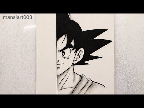 Goku Half Face Drawing Step by Step 🔥 Easy Anime Sketch for Beginners