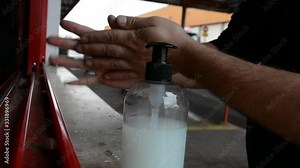 using alcohol gel clean wash hand sanitizer anti virus bacteria dirty skin care Stock Video