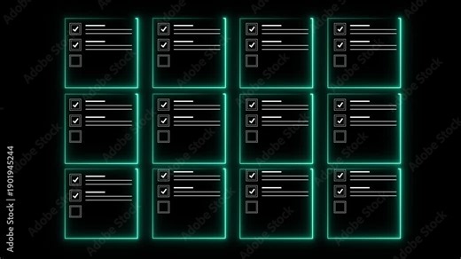 Clipboard icon isolated animation. Checklist on the clipboard line icon with check marks, checklist, document, gear, pencil. Clipboard outline icons. Checklist symbol. 4k animation on transparent.