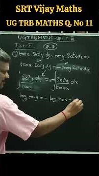 UG Trb Maths 🔥 Unit 3 Differential Equations 💥 SRT Vijay Maths 💯