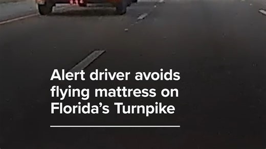 Alert driver avoids flying mattress on Florida’s Turnpike