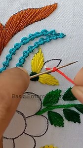 leaf hand embroidery shorts for beginners tutorial 3 | Basic Embroidery ABC
