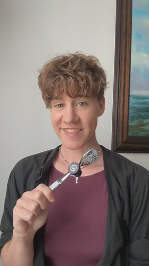 Dominiq & Mart on Instagram: "The prize is praise 🥰 A Wartenberg wheel, also called a Wartenberg pinwheel or Wartenberg neurowheel, is a medical device for neurological use. The wheel was designed to test nervereactions (sensitivity) as it rolled systematically across the skin. The Wartenberg wheel is also used as a toy for sensory play, and is often used to tickle a person or sometimes used in other settings while connected to a violet wand. Have you ever used one of these before? Do you like