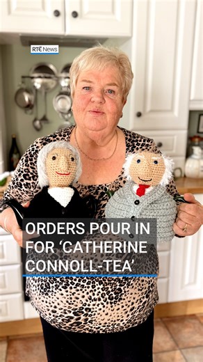 A Dublin woman who has crocheted thousands of ‘Michael Tea Higgins’ tea cosies is preparing for a new presidency. Orders for her ‘Catherine Connoll-Tea’ creations are now pouring in ahead of Catherine Connolly’s inauguration as President of Ireland on Tuesday. #catherineconnolly #presidentofireland #rtenews | RTÉ News
