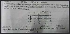 A conducting rod (\mathrm{AB}) of length 30 \mathrm{~cm}, havin... | Filo