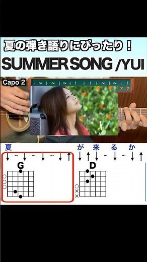 SUMMER SONG/YUI/ギター/コード/弾き語り/初心者向け/簡単