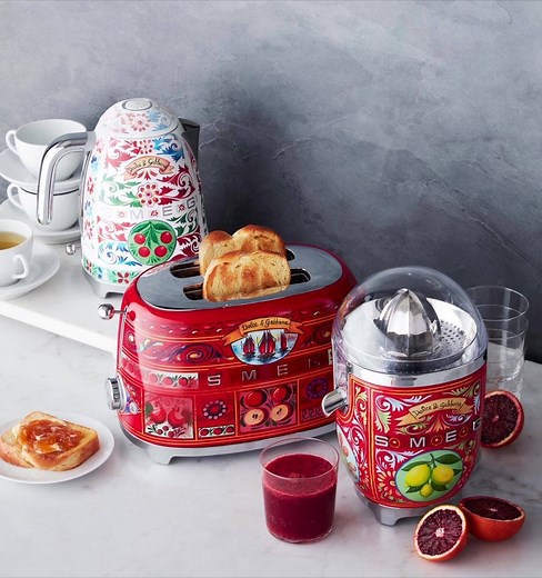 Bright, iconic Sicilian fruit carts were the inspiration for Dolce & Gabbana's collaboration with SMEG. It began with an exclusive run of SMEG refrigerators that Italian artists painted by hand - a brilliant pairing of SMEG's iconic 1950s design with Dolce & Gabbana's whimsical ethos. | Williams Sonoma