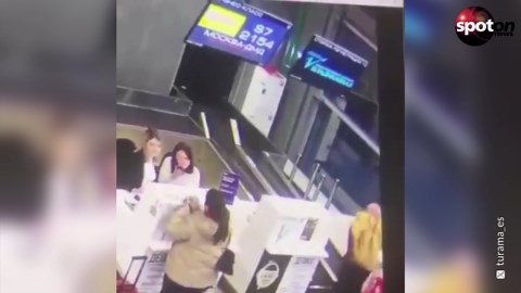 Woman mistakes baggage carousel for escalator