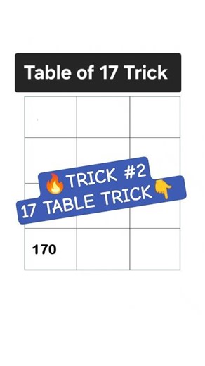 17 table trick| Table of 17 Trick 🔥| 17 times table #shortsfeed #mathtricks #shorts