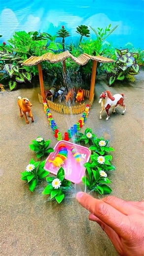 Diy mini creative project how to make luxury pond with beautiful flowers #handpump #handmade #asmr