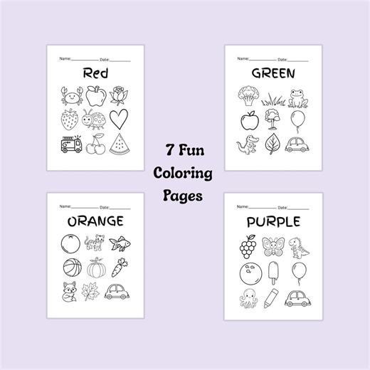 Preschool Color Learning Pages | Printable Worksheet Set (PDF Download) - Etsy