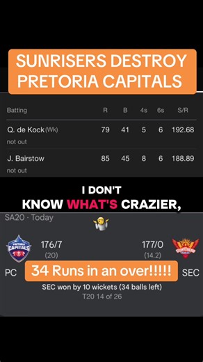 Sunrisers Eastern Cape Overpower Pretoria Capitals in SA20