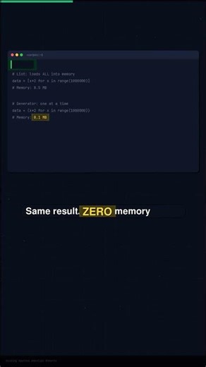 Stop wasting memory — Python generators #Shorts