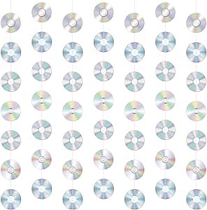 Spakon 8 Packs 90's Party Decorations 90s Cd Paper Banner 90's Hanging Decor Y2k 2000s Paper Cutouts Retro Disco Garland for 1990s 2000s Theme Birthday Babyshower Party Supplies Decoration
