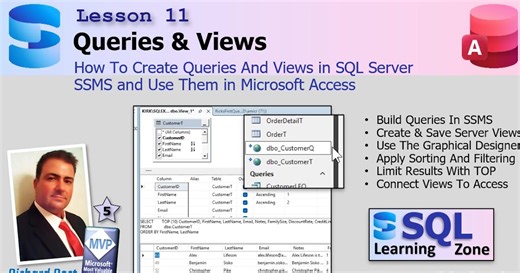 How To Create Queries And Views In SQL Server SSMS And Use in Microsoft Access