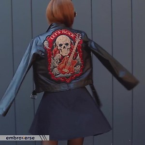 Let's Rock Guitar Skull Large Back Patch - Biker Jacket Accessory - Guitarist Skeleton Theme - Premium Embroidered Iron-on - 3 Sizes - Etsy