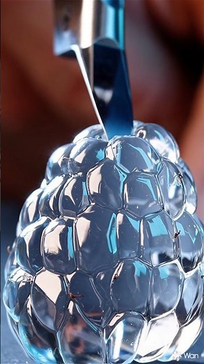 Slicing a Crystal Raspberry ASMR 🍓💎 (So Satisfying & Hypnotic!) #asmr #relaxing #fruit