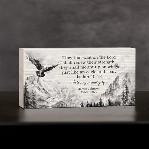 Personalized Memorial Plaque With Eagle & Bible Verse, Christian Sympathy Gift, Loss of Loved One - Etsy